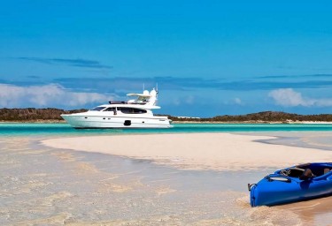 Bahamas Beach with Yacht & Kayak