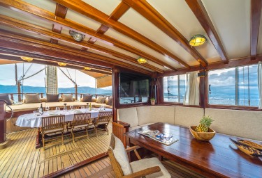 Charter Gulet ANGELICA Saloon Looking Aft