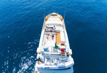Charter Yacht RIVIERA Aft Aerial View