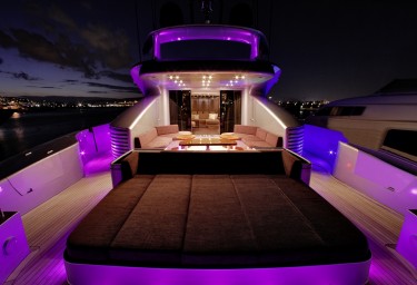 Luxury Charter Yacht MY TOY Aft Deck Night Lights