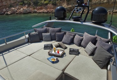 Luxury Charter Motor Yacht MY TOY Flybridge Sunbathing