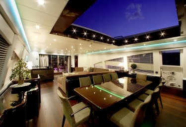 Luxury Charter Motor Yacht MY TOY Open Roof Dining