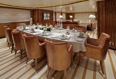 Charter Yacht MIA RAMA Formal Dining Area Interior