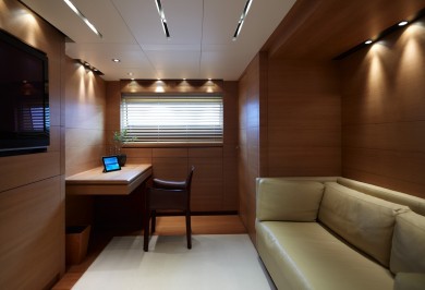 Luxury Charter Motor Boat FELIGO Office and Convertible Guest Cabin