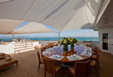 Luxury Expedition Yacht SURI Shaded Sun Deck