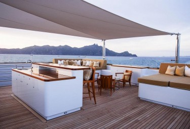 Luxury Expedition Yacht SURI Sun Deck with Bar