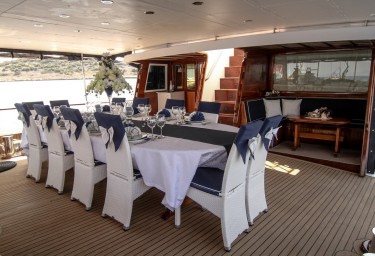 Luxury Motor Sailer AURUM Aft Dining Area