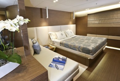 Luxury Yacht OURANOS VIP Stateroom with Private Lounge Area