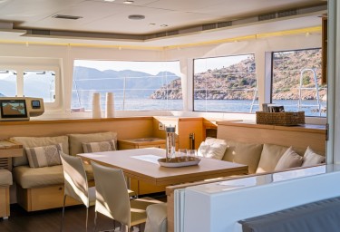 Sailing Charter Catamaran MOYA Interior Dining Space