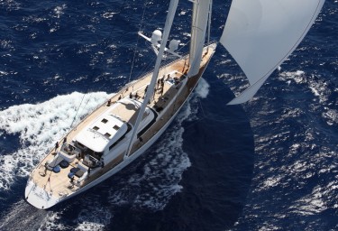 Sailing Yacht HYPERION Aerial View Stern to Bow