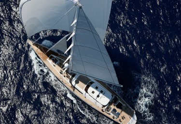 Sailing Yacht HYPERION Eased Sheets Aerial View