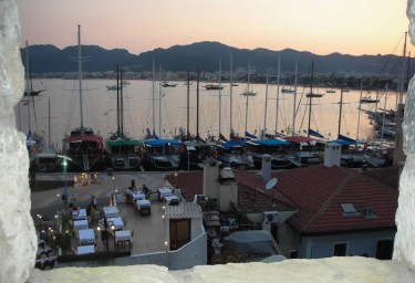 Gulets at the Town Quay from the Castle in Marmaris