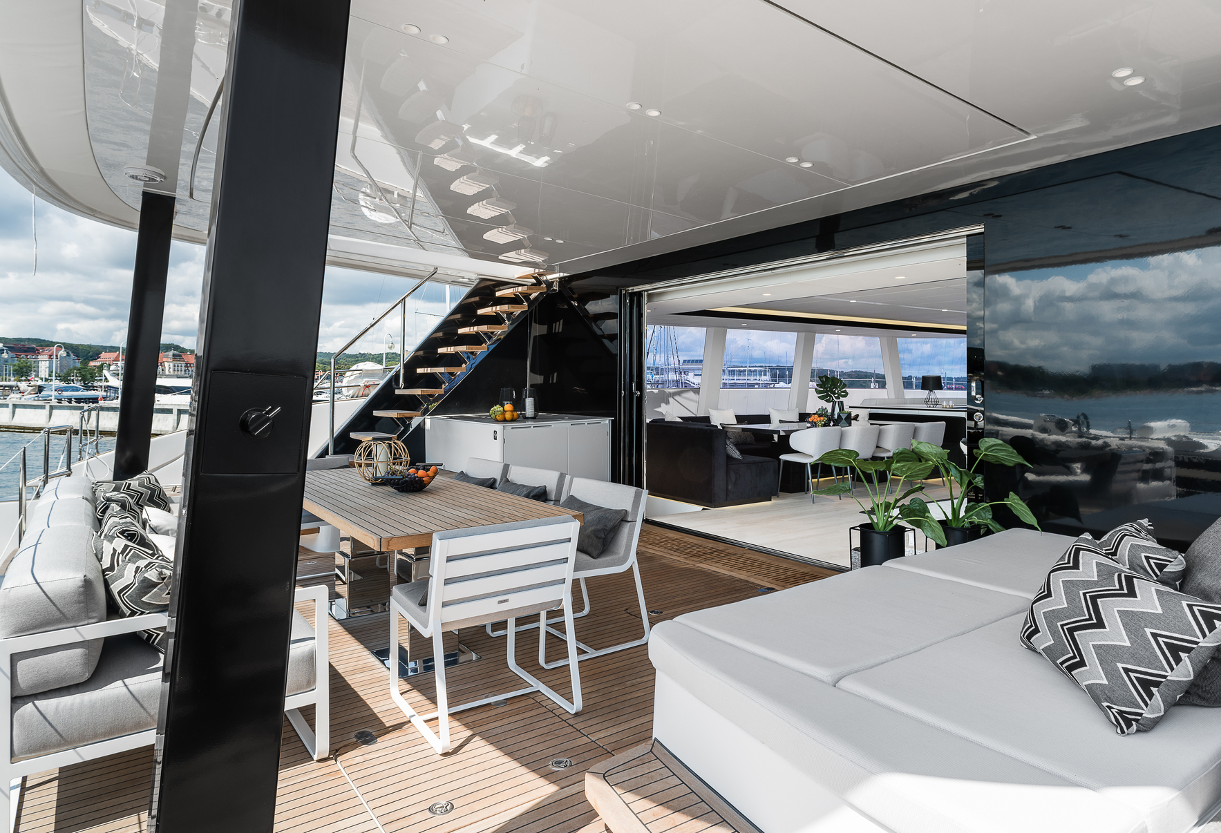 ABOVE & BEYOND Aft Deck Seating and Dining Area