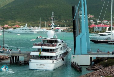 Superyacht Entering St Maarten Lagoon
