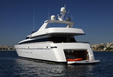 Charter Motor Yacht FELIGO V Stern with Tender Garage