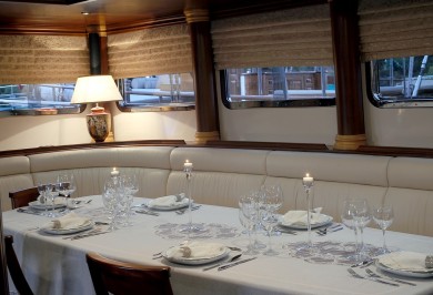 Luxury Charter Gulet KAPTAN KADIR Interior Dining Arrangement