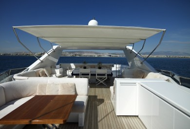Luxury Charter Motor Yacht FELIGO V Sundeck Dining Space