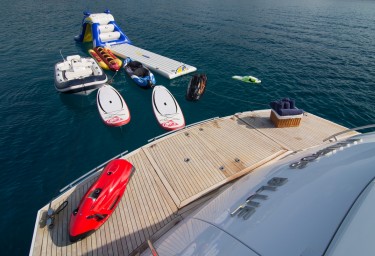 Luxury Motor Yacht KAMBOS BLUE Swimming Platform with Water Toys