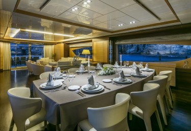 Luxury Motor Yacht RINI Formal Dining Setting